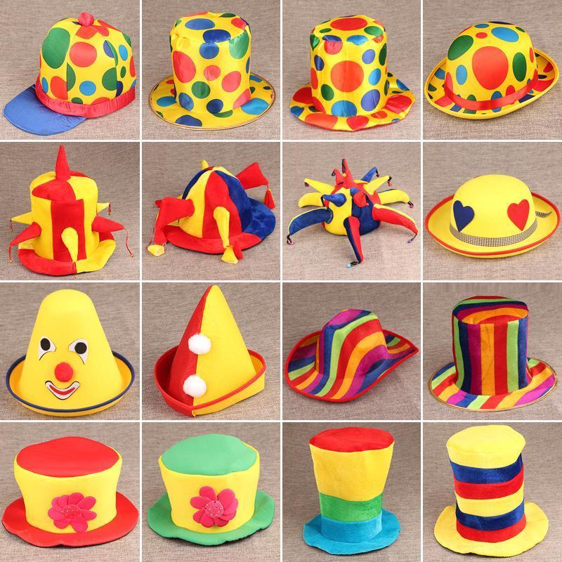 

Wide Brim Hats Ireland Canival Party Funny Clown Magician Hat Cap Costume Kids Adult Wig Hair Headdress Accessories Masquerade Dress UP 220826, Clown hat 9