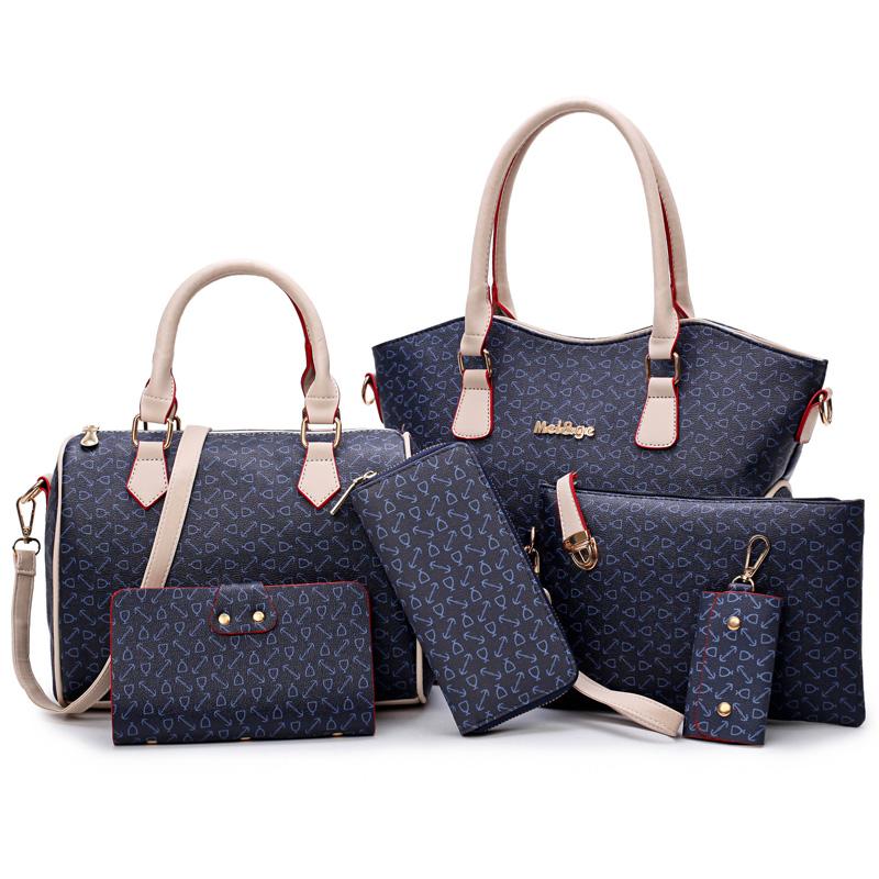 

Evening Bags 2022 Women Leather Handbags Fashion Shoulder Bag Female Purse High Quality 6-Piece Set Designer Brand Bolsa Feminina, Beige