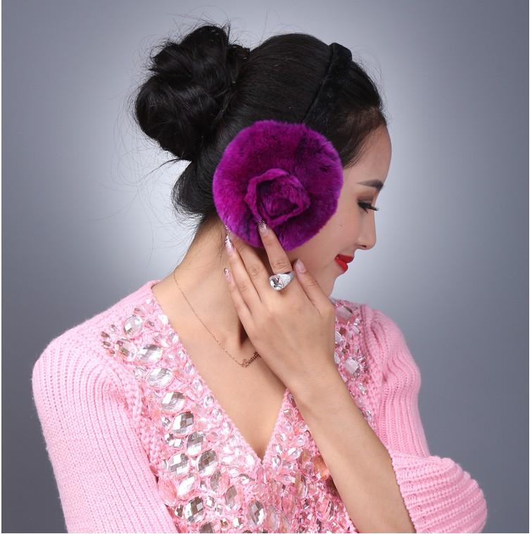 

Berets Real Fur Earmuffs Women Winter Warm Soft Elastic Pink Red White Black Coffee EarmuffsBerets BeretsBerets