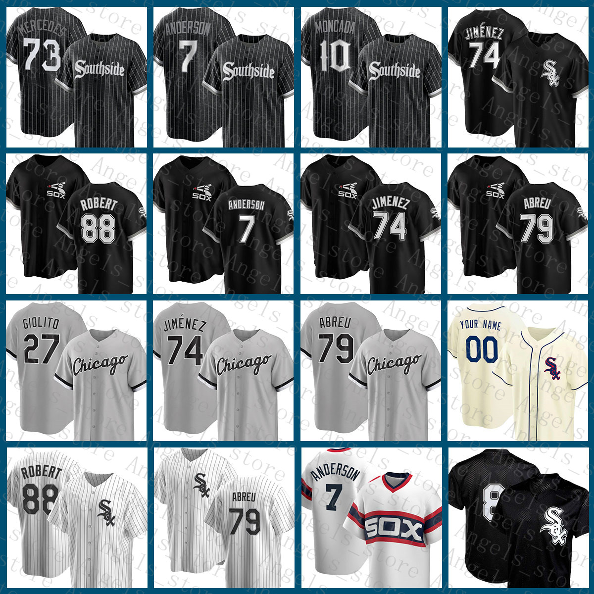 

2022 New Chicago Baseball Jersey White Sox 7 Tim Anderson 74 Eloy Jimenez Jose Abreu Luis Robert Yoan Moncada Bo Jackson Lucas Giolito Yermin Mercede Michael Keuchel, No name(baiwa-fugu