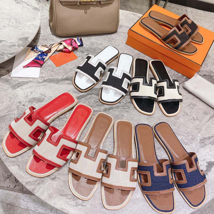 

Top Quality Beach Slippers Classic Flat heel Summer Lazy Designer fashion Cartoon Big Head flops leather lady Slides women shoes Hotel Ladies sexy Sandals With Box, #7