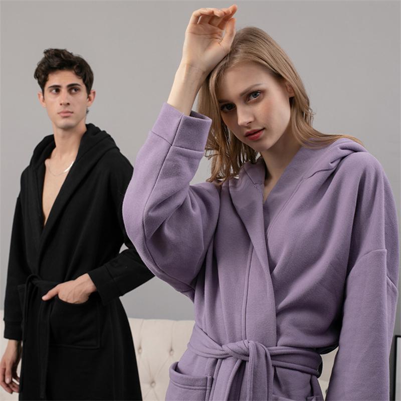 

Women's Sleepwear QSROCIO High Quality Pajamas Robe Warm Winter Hooded Sleeprobe Very Soft Fleece Cotton Couple Homewear Loose Nightwear, White