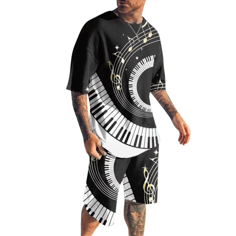 

Men's Tracksuits Hairy Chest Bathing Suit Men Fashion Spring Summer Set 2 Piece Beach Print Short Sleeve Shirts Red And White Track MenMen's, Black