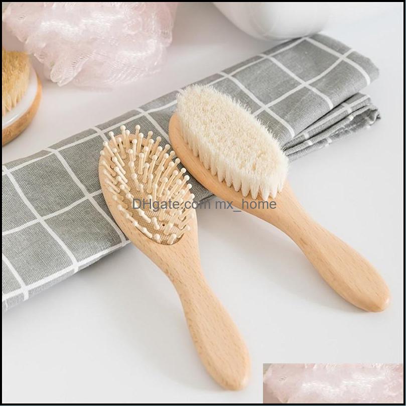 

Hair Accessories 2Pcs/ Set Natural Wooden Comb Brush Care Kids Mas Baby Kit Pure Safety Material For Your Mxhome Dh0Th, Colorful