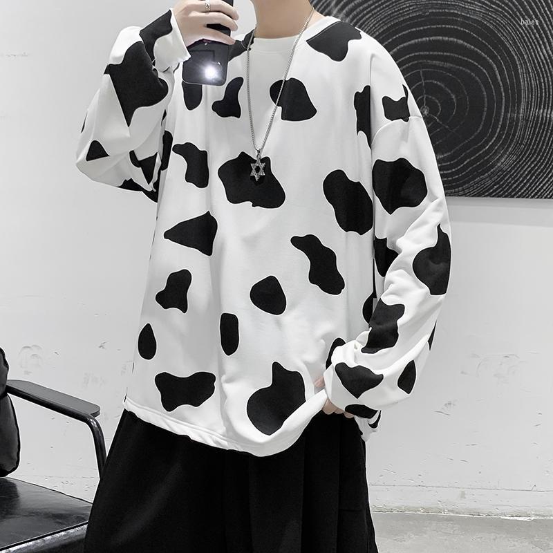 

Men's Hoodies & Sweatshirts Men Hip Hop Casual Women O-neck Fashion Streetwear Hoodie Harajuku Autumn Cow Spot Print ClothesMen's, Black