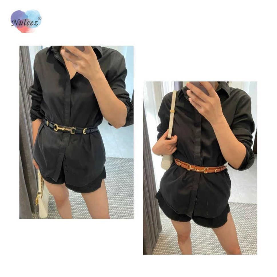 

Genuine Leather Belt Women Fashion Horse-bit Decoration High End Hardware Cummerbunds Female Show Accessory Q0625284w, Black