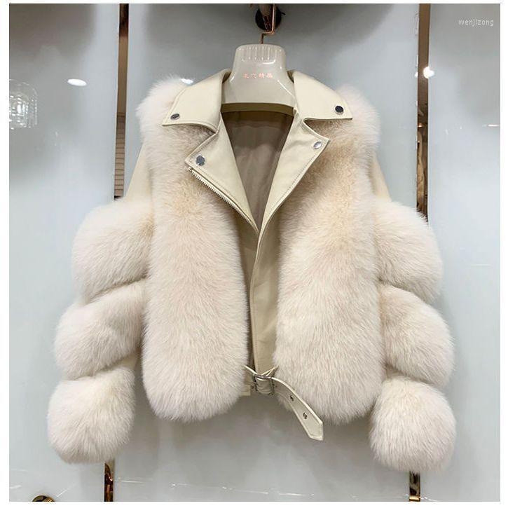 

Women' Fur & Faux 2022 Coat Female Motorcycle Short Winter Warm, White