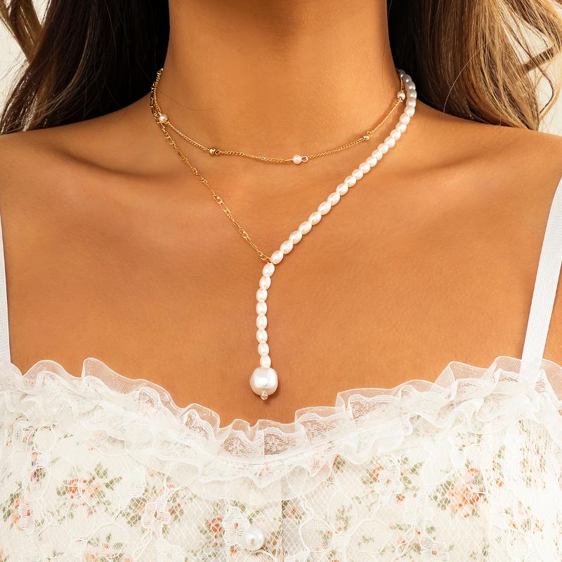 

Pendant Necklaces Charms Asymmetry Pearl Beads Chains Necklace For Women Trendy Long Tassel 2022 Fashion Ladies Wedding Jewelry NeckPendant