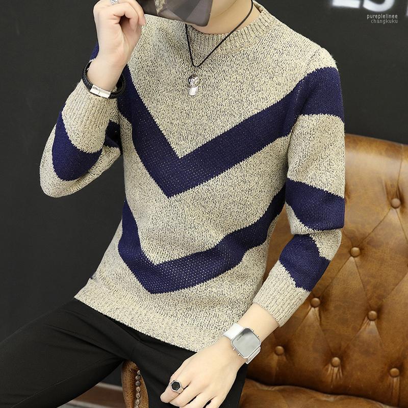 

Winter Men' Fashion Pullover Sweaters Thin Round Long-sleeved Sweater Men, Beige