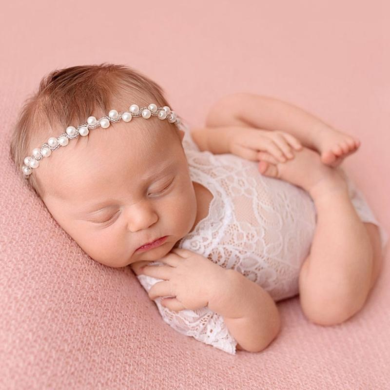 

Hair Accessories Born Pography Props Pearl Baby Headband Diamond Mosaic Hairband For Girls Nylon Head Band Kids CuteHair, Golden