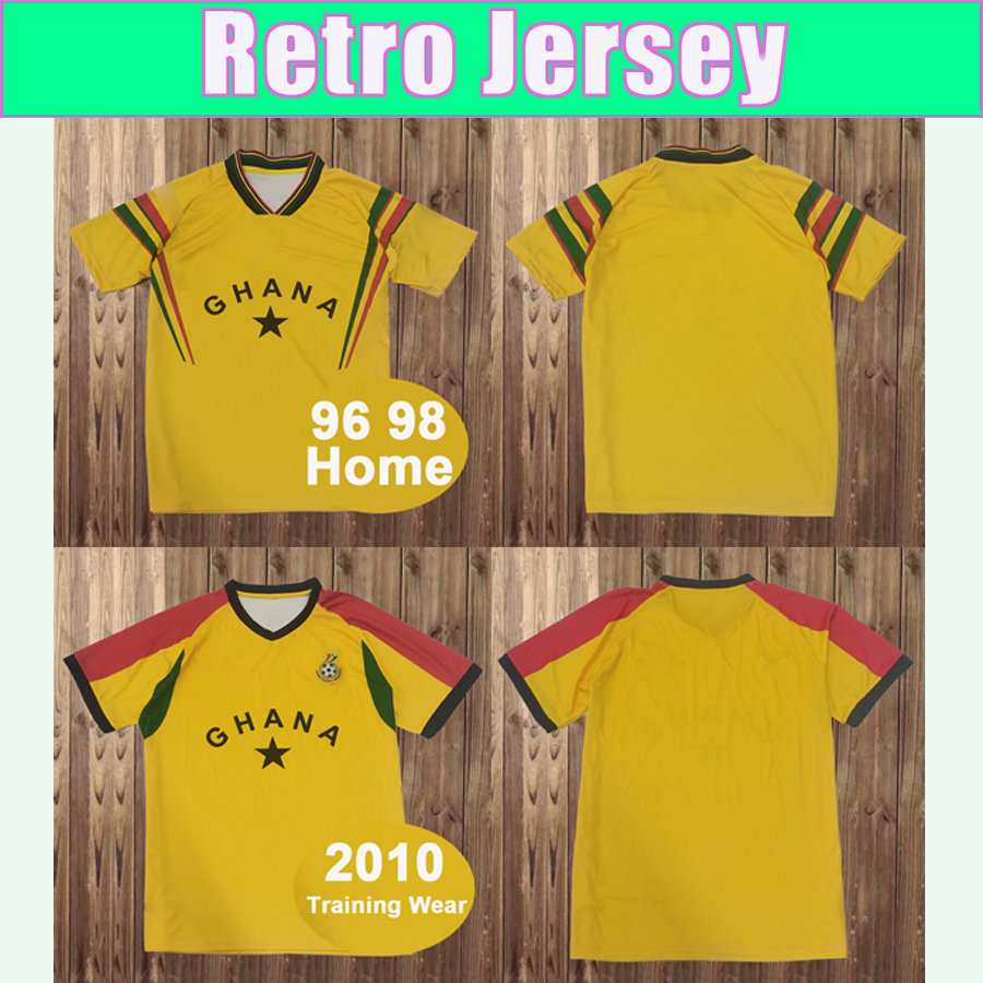 

1996 1998 Ghana National Team Retro Soccer Jerseys Training Wear 2010 Home Yellow Football Shirt Short Sleeve Uniforms, Fg11098 1996 1998 home