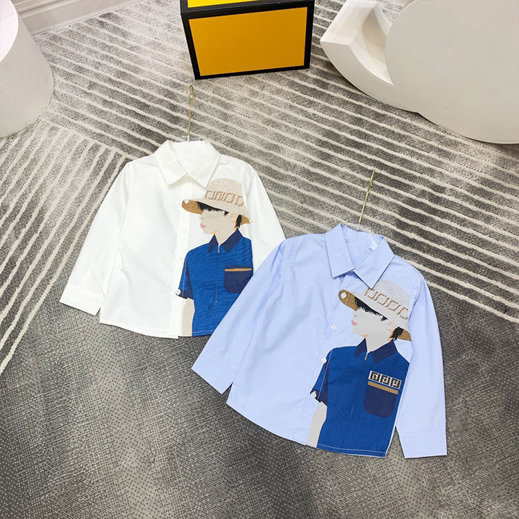 Baby Shirt kid Designer Clothe Cartoon Printing Top Long sleeve Cotton 100-160CM-image-793800539