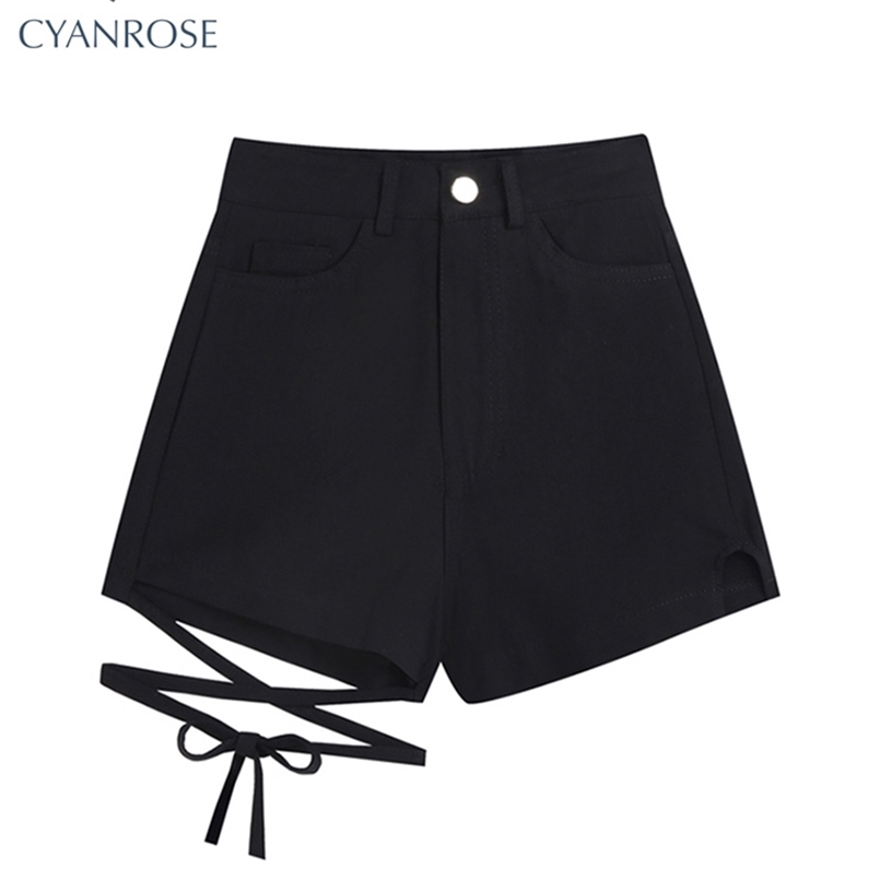 

Spring Women Gothic Shorts Slim Bandage A-line Vintage Casual Elegant High Waist Female Y2K E-girl Short Pants Mujer 220419, Black