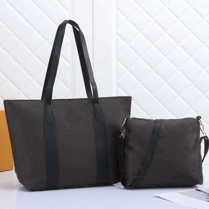 

High Quality Designer Tote Handbag Shoulder Bag Never Women Shopping 2pcs set purse Leather Classic Flower Full, Just box