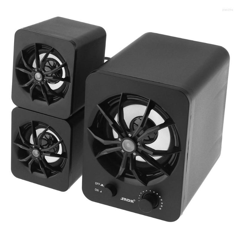 

Combination Speakers Built-in Blue LED 2.1 3 Channel Subwoofer Speaker USB Powered Active Multimedia For Desktop PC LaptopCombination