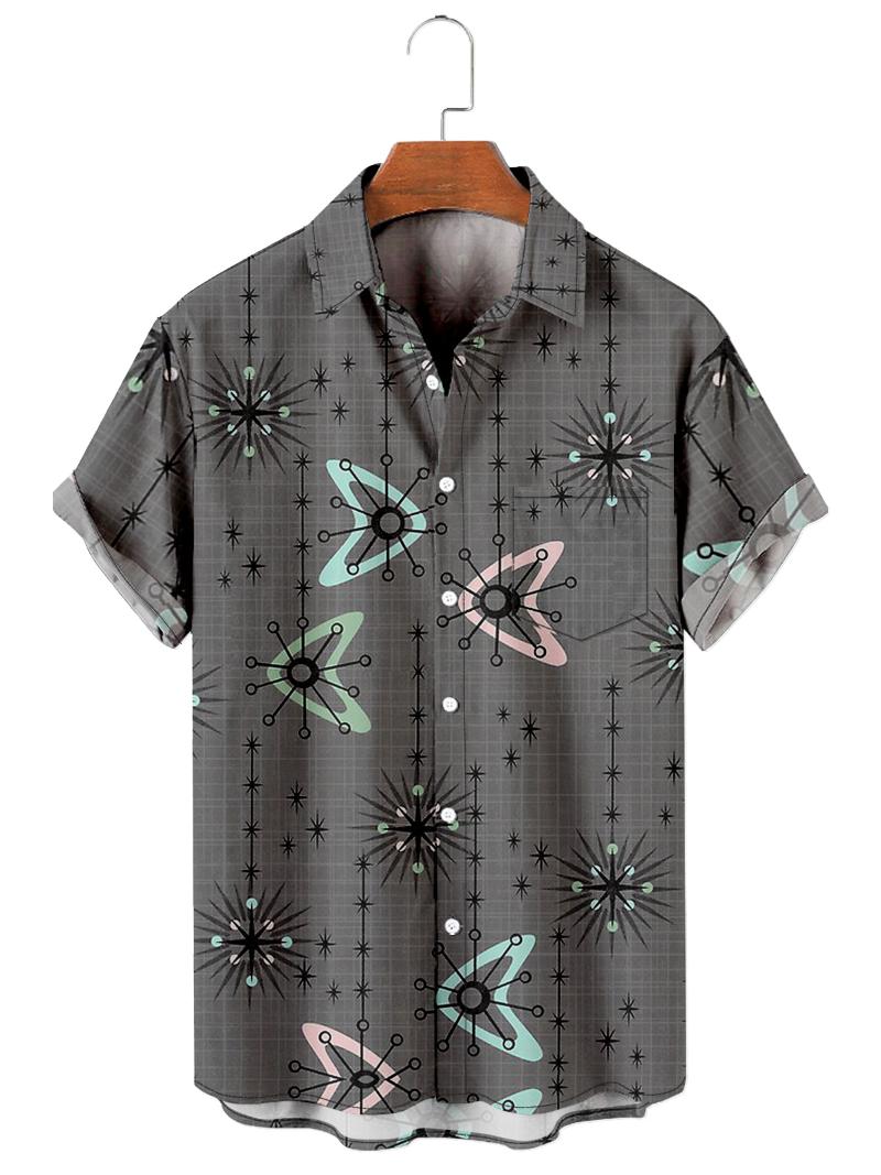 

Men's Casual Shirts Men's Short Sleeve Lapel Shirt Large Size Cat 7 3D Printed With PocketsMen's