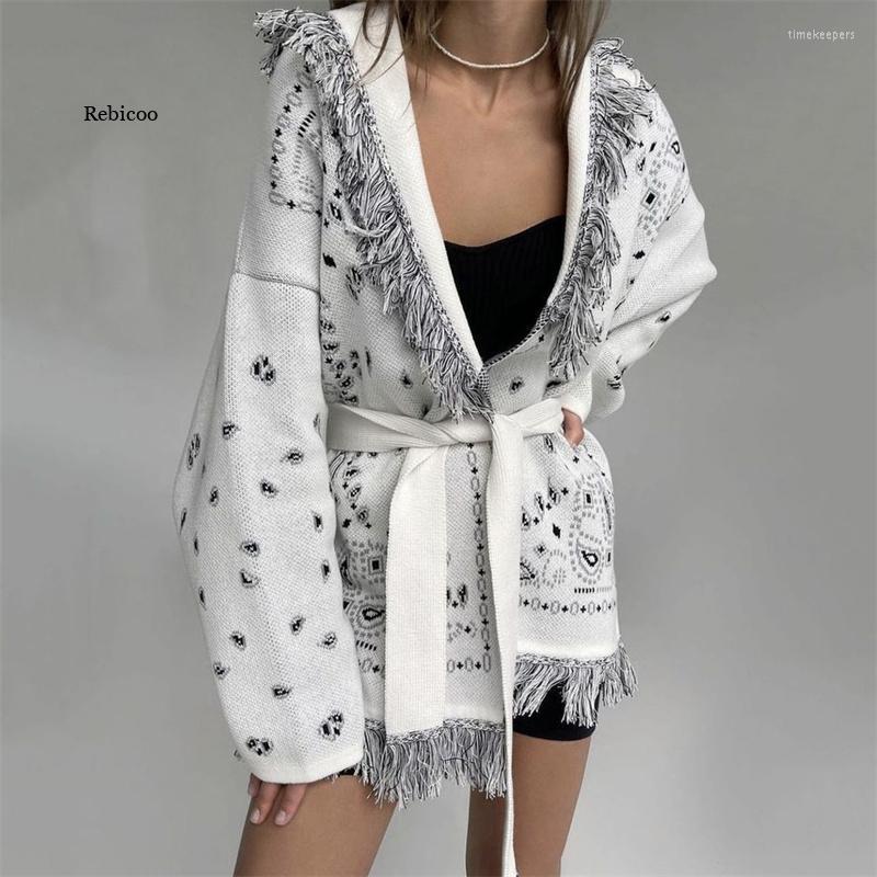 

Women' Knits & Tees Print Pink Long Sleeve Top Cardigan Sweater Women Fall Fashion Belt White Tassel Knitted Oversized CardiganWomen' Time, Green