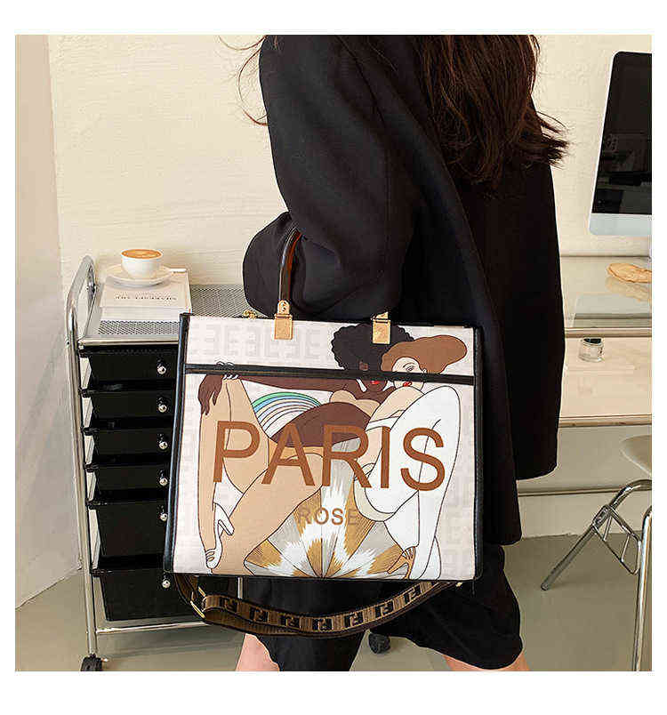 

Factory Online Export Designer Tide Brand Ladies Bags 2022 New Women's Handbag Large Single Shoulder Messenger Color Printing, Section one
