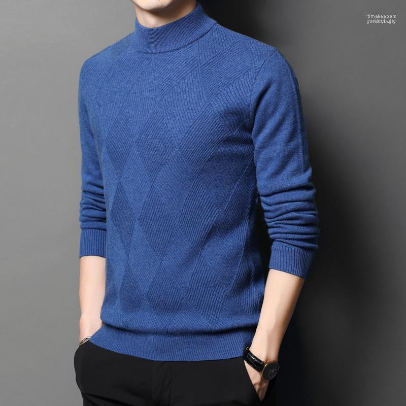 

Men' Sweaters 2022 Thick Wool Autumn & Winter Casual Plaid Cashmere Jumper Male Warm Pure Knitwear Pullovers Time22, Black