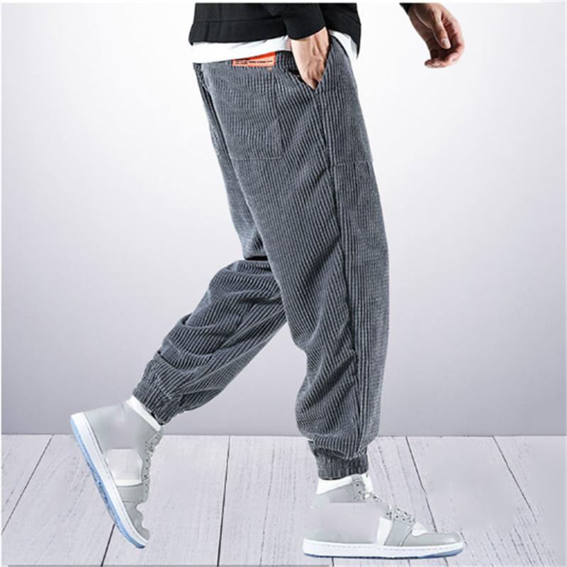 

Men's Pants Fashion Men's Corduroy Trousers Loose Jogger Harem Trendy Drawstring Sweatpants Casual Men 2022 PantalonMen's, Gray