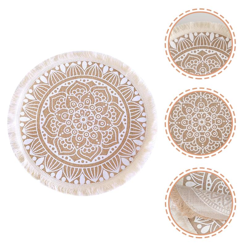 

Mats & Pads Woven Macrame Tassels Table Heat Insulation Cup Mat Bohemian