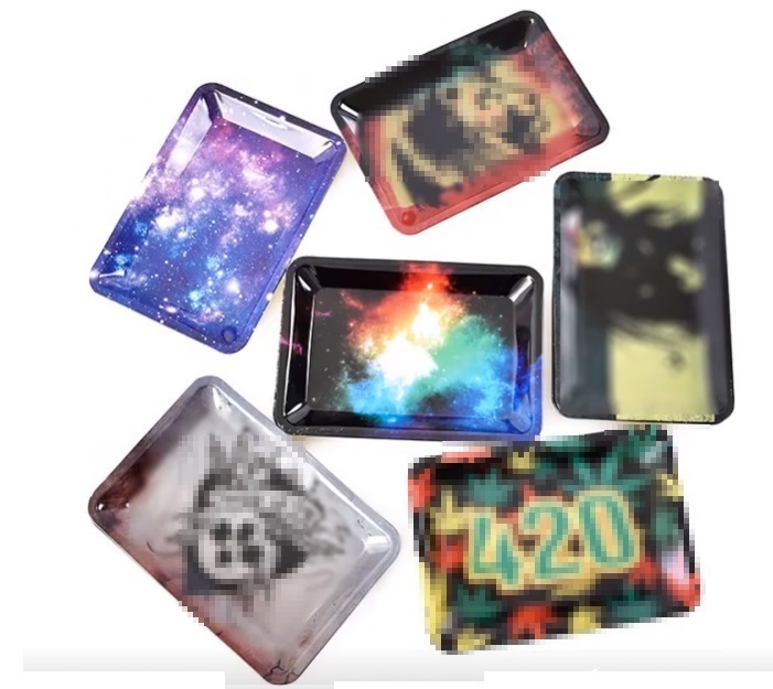 

Many Styles Cartoon Smoking Tobacco Rolling Tray Metal Cigarette Tobacco Disc Tinplate 180&125&mm Herb Handroller Smoke Accessories Grinder