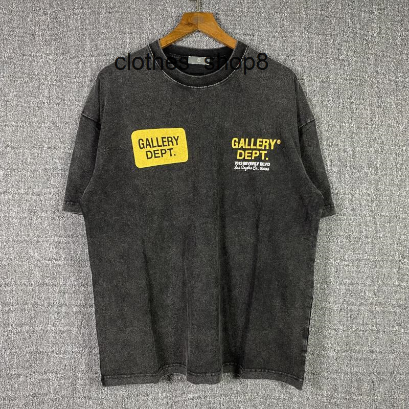 

designer T-shirts Men's Sweaters Gallerydept American niche fashion brand retro wash old letter print vibe loose short sleeve T-shirt, Black wash used