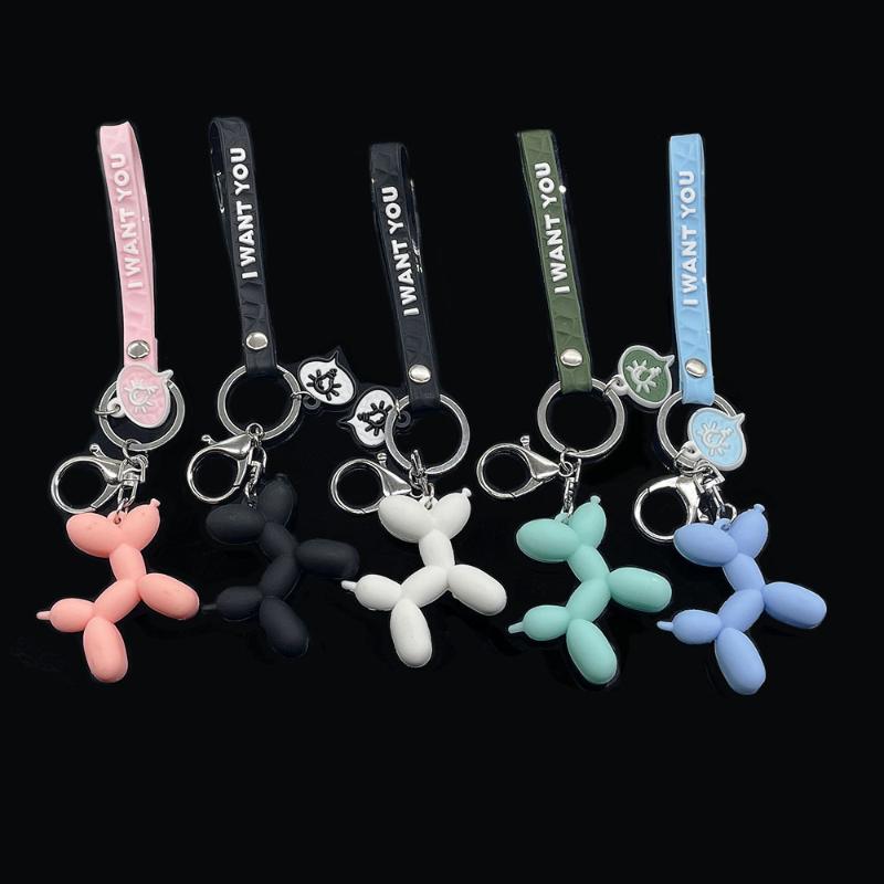 

Keychains Creative Korean PVC Three-dimensional Doll Balloon Dog Key Chain Car Bag Pendant Cute Keychain Fashion Charm Small Gift