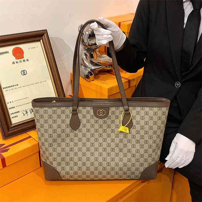 

Cheap Purses 70% Off 2022 new fashion capacity handbag messenger women's one shoulder large bag simple printing Tote Bag, Brown