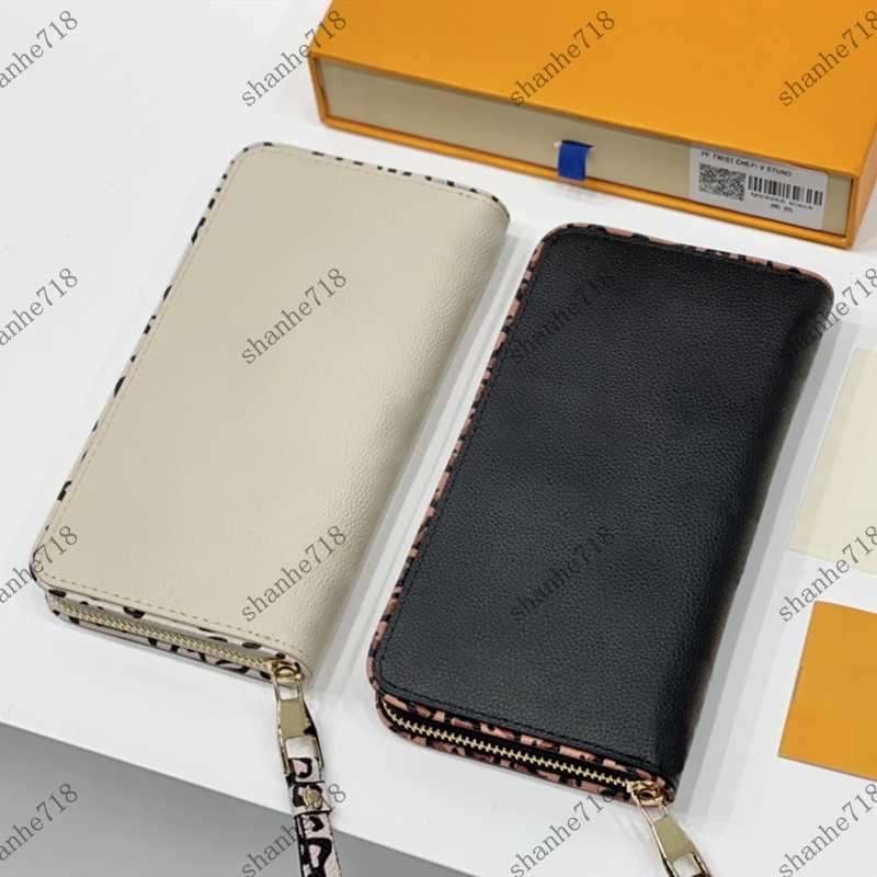 

Black White Emboss Zippy Leopard Lace Long Wallets Coin Purse Men Women Cowhide Clutch Bags Designer Luxury Lady Purses ID Card Holder, Bubble paper package
