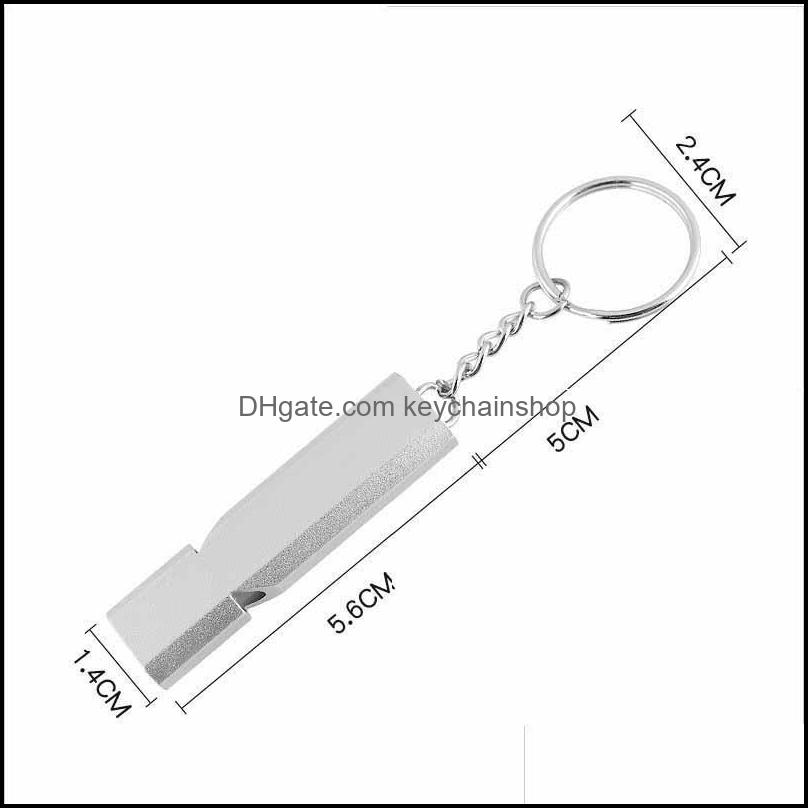 

Keychains Fashion Accessories Dual-Tube Survival Whistle Portable Aluminum Safety For Outdoor Hiking Cam Emergency Keych Dhrm4