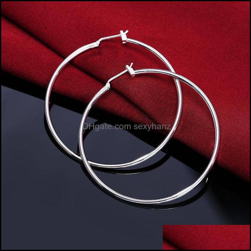 

Hoop Hie Earrings Jewelry Sier Women Wedding Earring Round 5Cm Big Circle Girl Gift Cute Fashion Christma Dhi4R