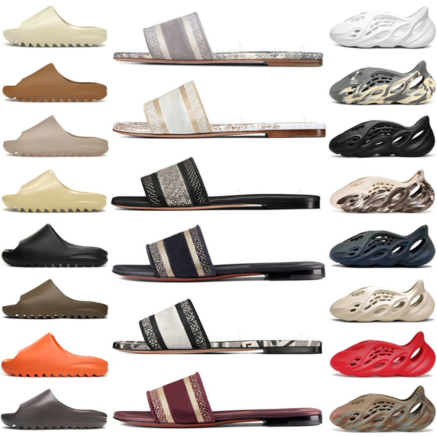 

Men mens Women Sandals Slides Slippers bone Resin Desert Sand foam runner Ararat Rubber West Summer west Brown Flat slide Outdoor Beach Slipper shoes 36-47, Box