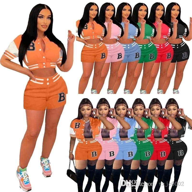 

2022 Designer Womens Tracksuits Summer Two Piece Outfits Shorts Set Fashion Short Sleeve Jackets Pants Baseball Varsity Suit, Mix or give a list
