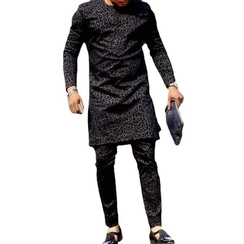 Survêtements pour hommes Costume Africain Pour Hommes Robe Chemise Pantalon Ensemble Hauts À Manches Longues Agbada Vêtements Boubou Africain Hom
