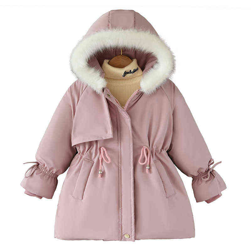 

Jacket for Girls Winter Parkas Cotton Warm Hooded Baby Girl Coat Long Sleeve Kid's Girl Coat Toddler Casual Children Jacket 2022 J220718, Pink