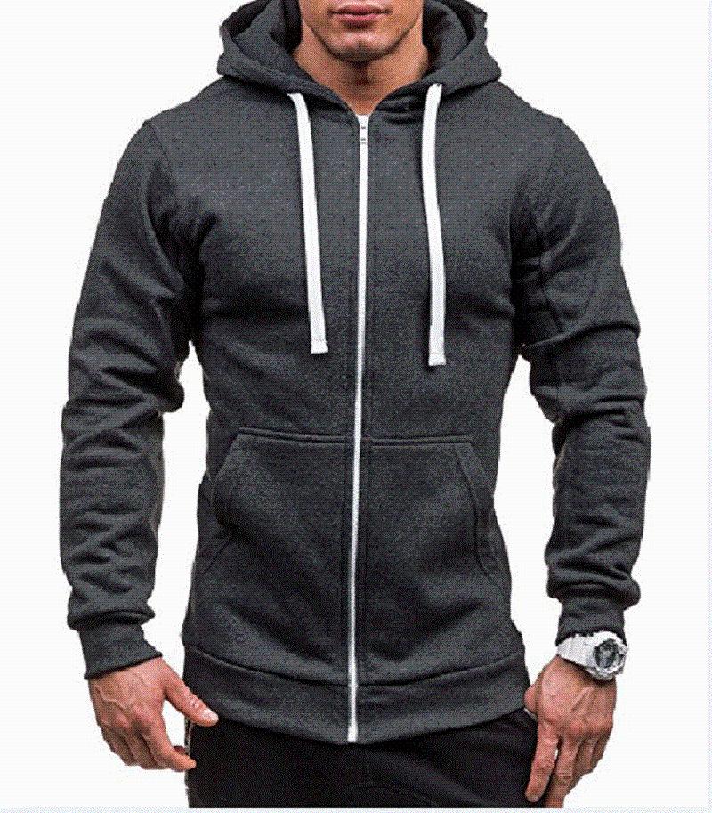 

Men's Jackets 2022 Sudadera Con Capucha Cremallera Para Hombre Color Sólido Trend Street Chaqueta Básica, Dark gray