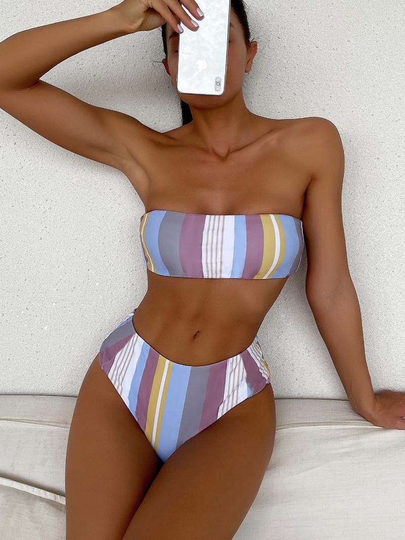 

Women' Swimwear Sexy Wrap Chest Bikini Two-piece SetWomen, Sky blue