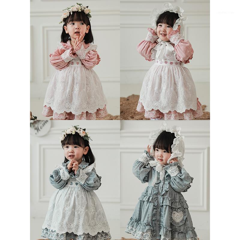 

Girl's Dresses 2022 Spring Baby Girls Cotton Jacquard Hubble Bubble Sleeve Dress Princess Lace, See chart