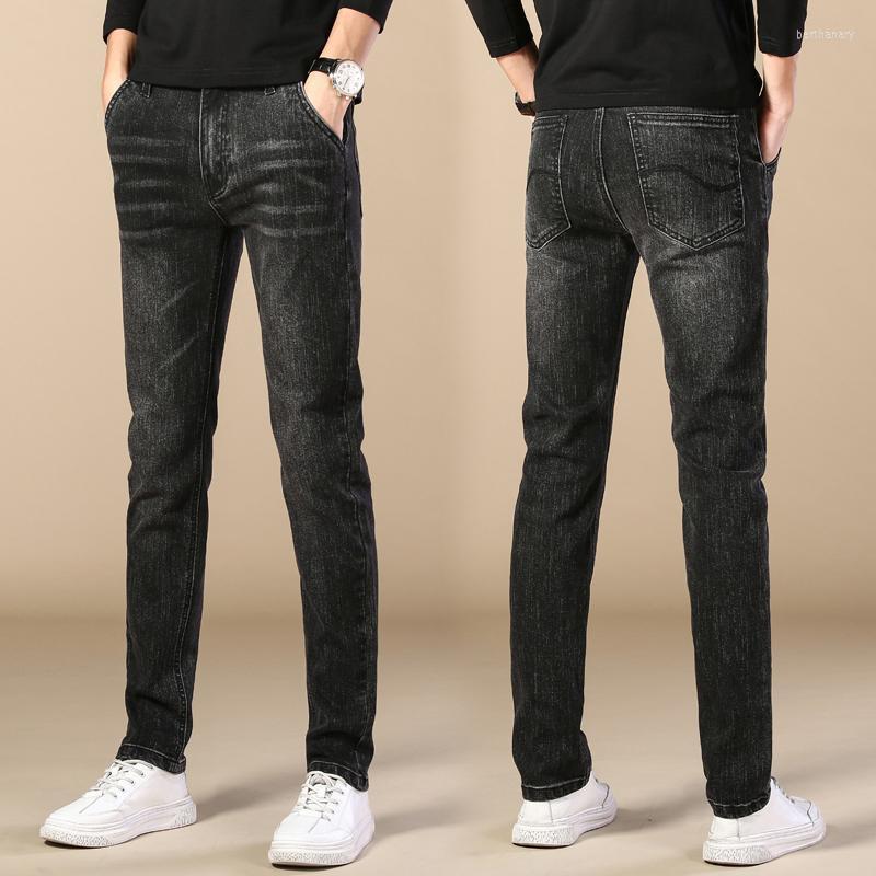 

Men's Jeans 18 Colors Classic Style Business Casual Advanced Stretch Regular Fit Denim Trousers Grey Blue Pants Male Bert22, 6505-wine red