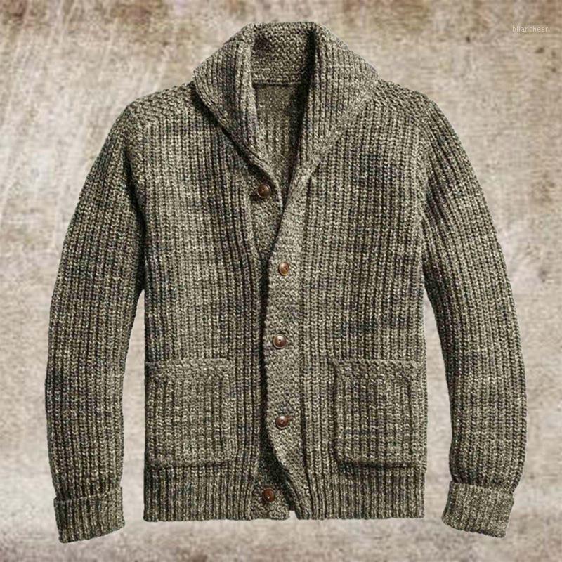 

Men's Sweaters 2022 Autumn Winter Fashion Men Knitted Sweater Tops Vintage Pattern Zipper Cardigan Casual Long Sleeve Coats, Army green
