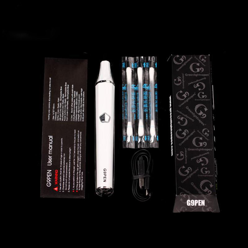 

G9 Portable Wax Pen Starter Kit Dab Pens Vaporizer E cig Vapor Wax Oil Dry Herb Tobacco Ceramic Chamber Wireless Vape, White