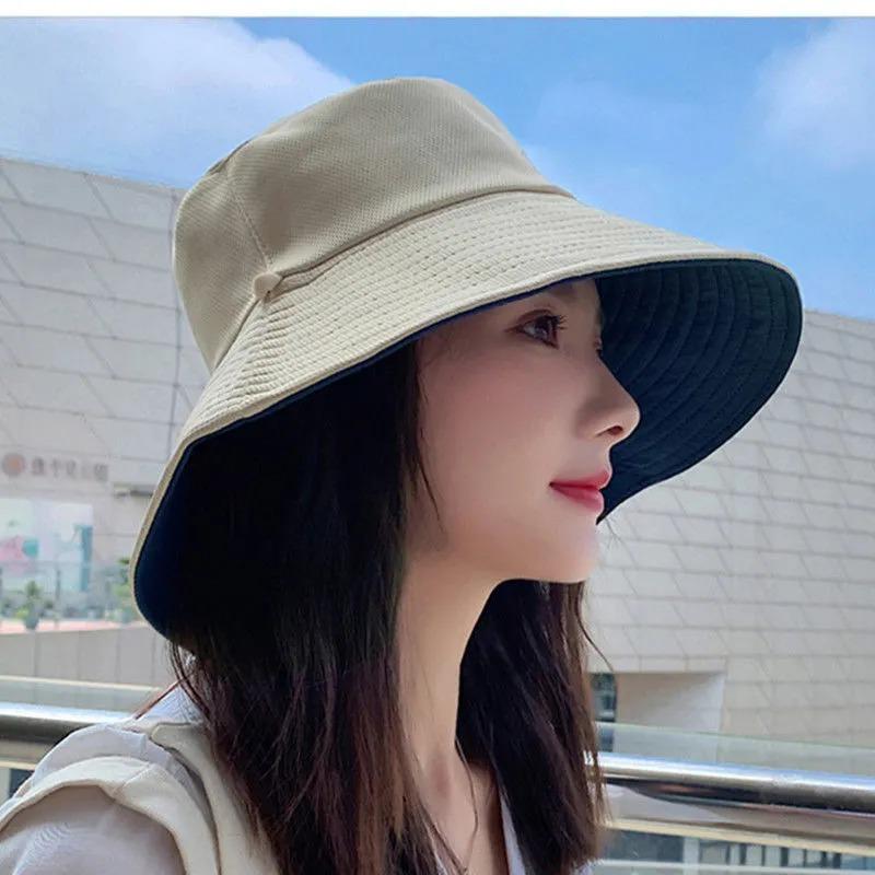 

Wide Brim Hats Solid Color Double Sided Bucket Hat For Women Reversible Panama Sun Summer Ladies Beach Protection Fisherman, Yellow
