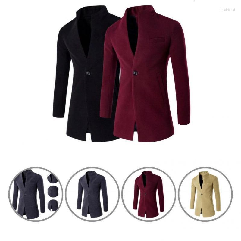 

Men's Trench Coats Male Simple Warm Pure Color Coat Autumn Winter Overcoat All Match For Business Kend22, Khaki