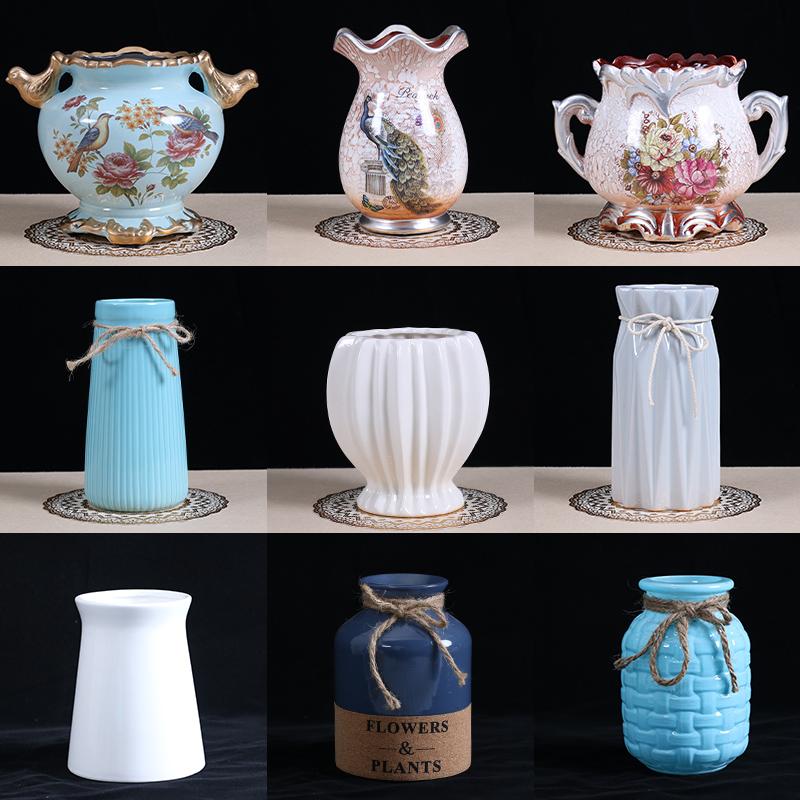 

Vases Vase Decoration Living Room Flower Arrangement Floor Ceramic Transparent Glass Dry Small Fresh Nord