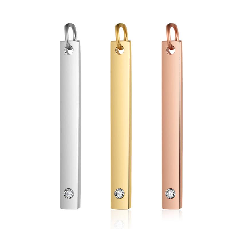 

Charms Stainless Steel Rectangle Clear Rhinestone Glossy Pendant With Circle For DIY Keychain Necklace Jewelry Silver ColorCharms
