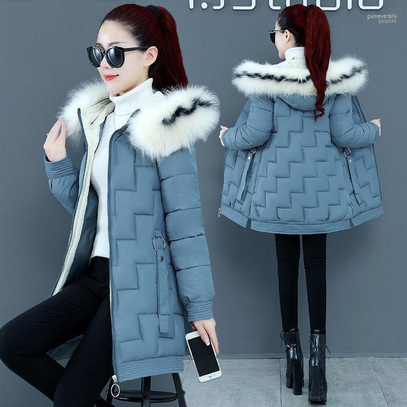 

Women's Down & Parkas 2022 Autumn And Winter Large Fur Collar Padded Jacket Women Mid-length Korean Thick Warm Cotton Guin22, Red