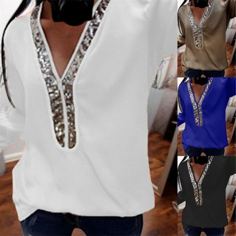 

Women Blouse Autumn Long Sleeve Ladies V Neck Office OL Work Loose Tops Shirt Streetwear blusa feminina Plus Size L5XL 220815, Black