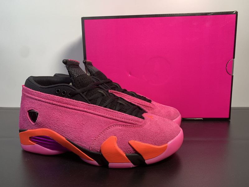 

Shoes Designer Top High Quality Basketball Jumpman 14s Low WMNS Shocking Pink Suede Nubuck Leather vibrant Pink Upper Sports Trainer Size