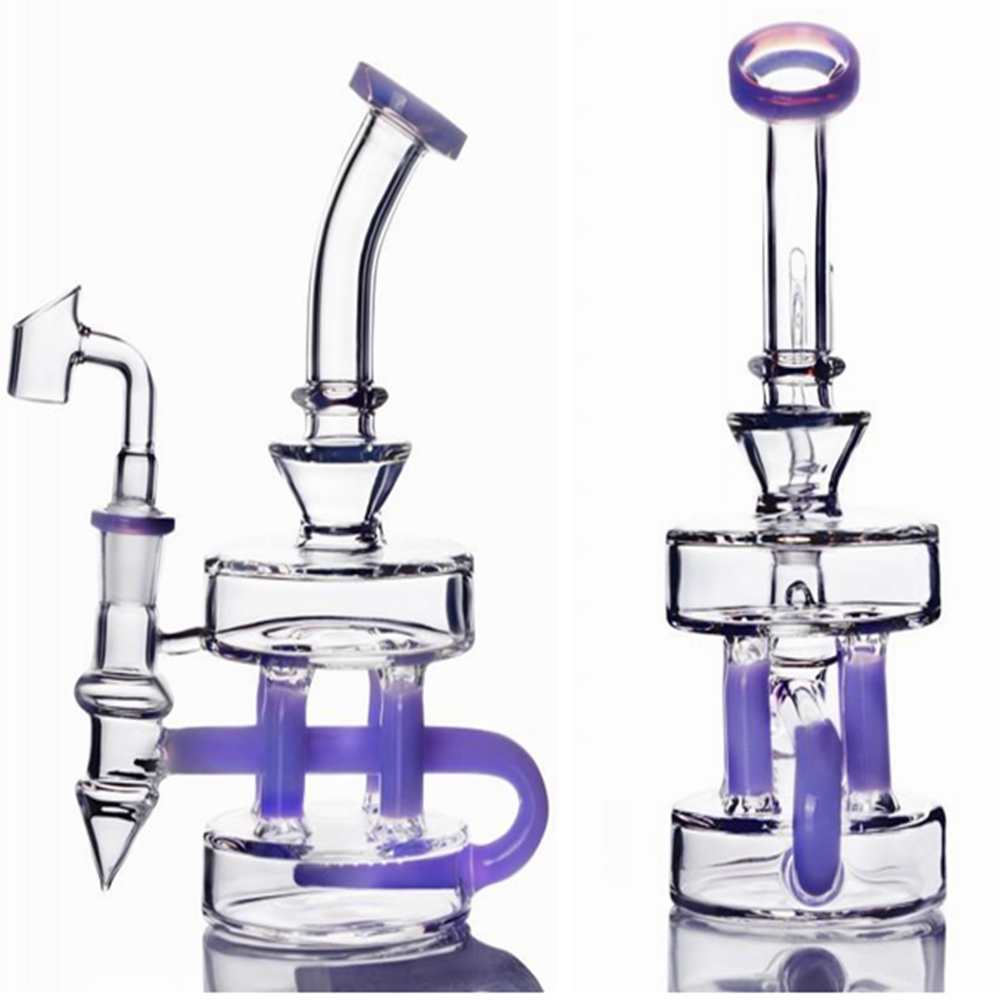 2024 high quality hookahs toro bong with smokey accent Vapor dab Rigs Oil rig Glass Recycler smoking water pipes with 14.4mm joint-image-391053568